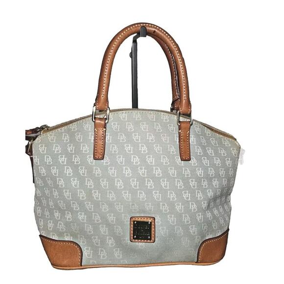 Dooney Bourke Charlie Satchel Canvas Crossbody Handbag Signature Logo Purse - Picture 1 of 16